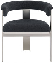 Romeo Boucle Fabric Upholstered Dining Chair in Black, Set of 2 - 727Black-C