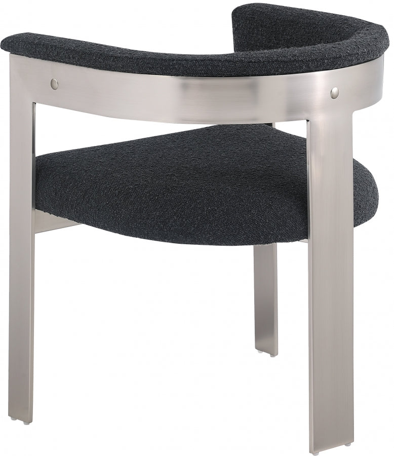 Romeo Boucle Fabric Upholstered Dining Chair in Black, Set of 2 - 727Black-C