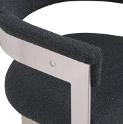 Romeo Boucle Fabric Upholstered Dining Chair in Black, Set of 2 - 727Black-C