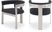 Romeo Boucle Fabric Upholstered Dining Chair in Black, Set of 2 - 727Black-C