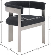 Romeo Boucle Fabric Upholstered Dining Chair in Black, Set of 2 - 727Black-C