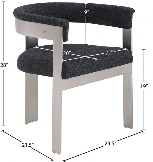 Romeo Boucle Fabric Upholstered Dining Chair in Black, Set of 2 - 727Black-C