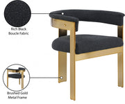Romeo Boucle Fabric Upholstered Dining Chair in Black, Set of 2 - 832Black-C