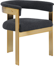 Romeo Boucle Fabric Upholstered Dining Chair in Black, Set of 2 - 832Black-C