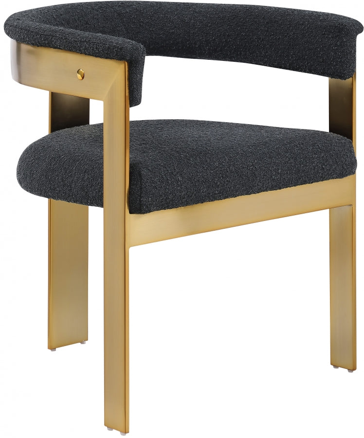 Romeo Boucle Fabric Upholstered Dining Chair in Black, Set of 2 - 832Black-C
