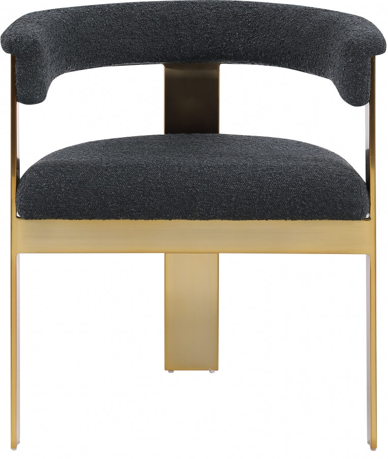 Romeo Boucle Fabric Upholstered Dining Chair in Black, Set of 2 - 832Black-C