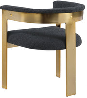 Romeo Boucle Fabric Upholstered Dining Chair in Black, Set of 2 - 832Black-C