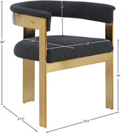 Romeo Boucle Fabric Upholstered Dining Chair in Black, Set of 2 - 832Black-C