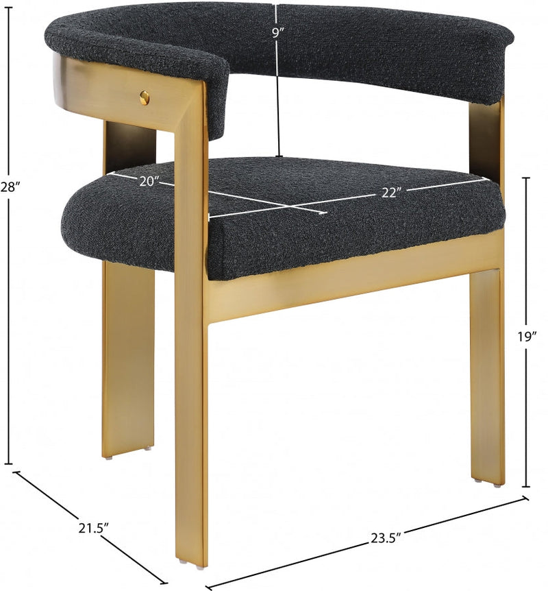 Romeo Boucle Fabric Upholstered Dining Chair in Black, Set of 2 - 832Black-C