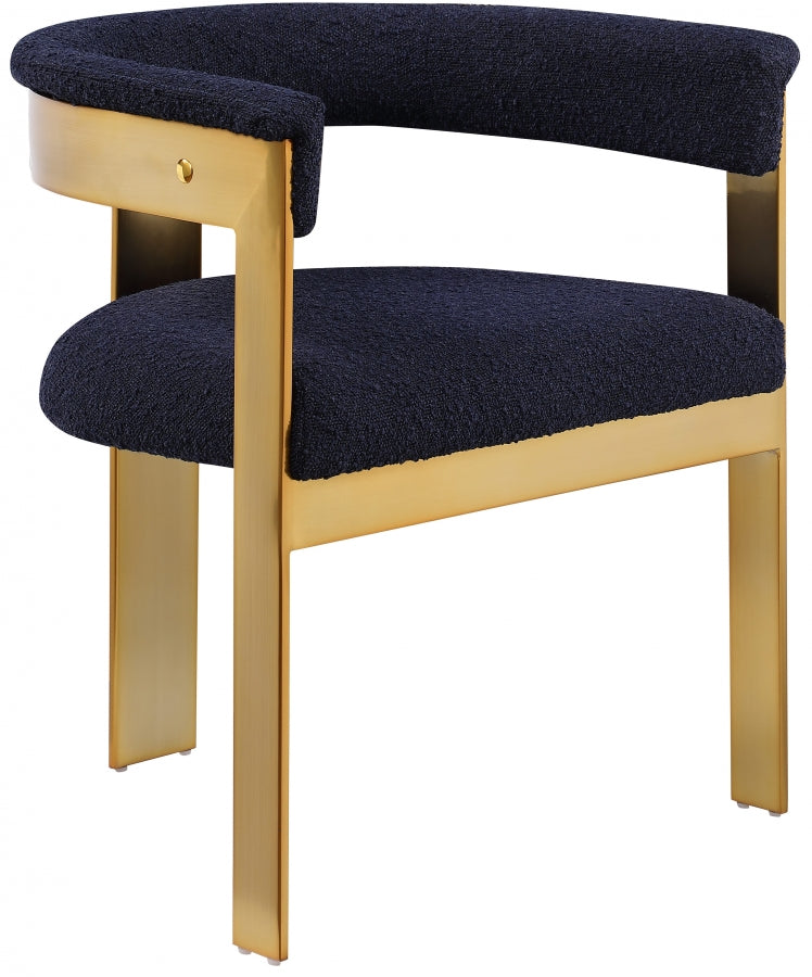 Romeo Boucle Fabric Upholstered Dining Chair in Blue, Set of 2 - 832Navy-C