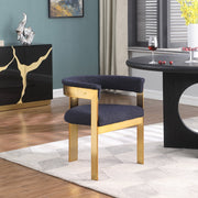 Romeo Boucle Fabric Upholstered Dining Chair in Blue, Set of 2 - 832Navy-C