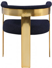 Romeo Boucle Fabric Upholstered Dining Chair in Blue, Set of 2 - 832Navy-C