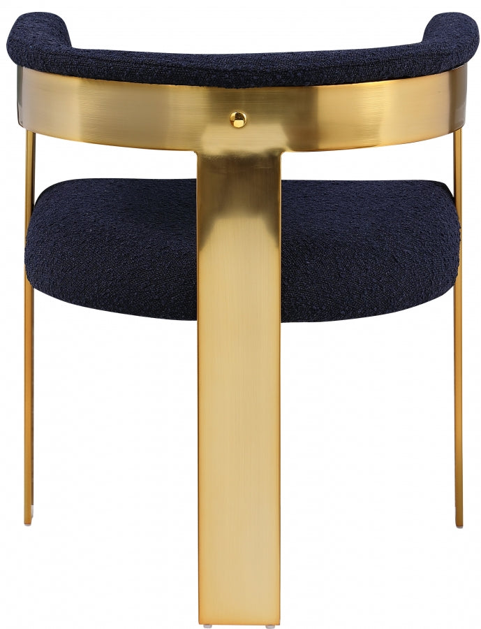 Romeo Boucle Fabric Upholstered Dining Chair in Blue, Set of 2 - 832Navy-C