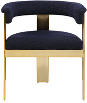 Romeo Boucle Fabric Upholstered Dining Chair in Blue, Set of 2 - 832Navy-C