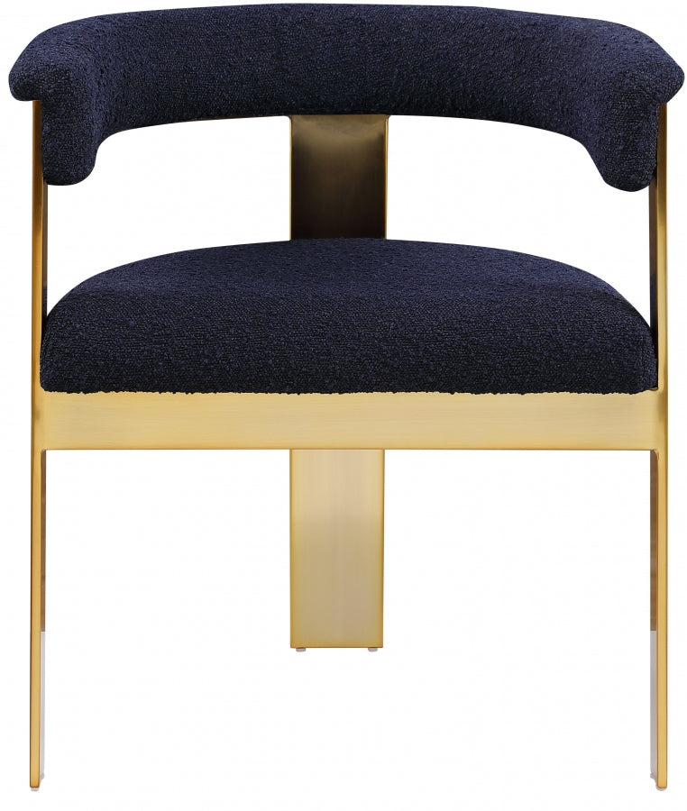 Romeo Boucle Fabric Upholstered Dining Chair in Blue, Set of 2 - 832Navy-C