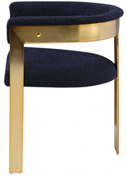 Romeo Boucle Fabric Upholstered Dining Chair in Blue, Set of 2 - 832Navy-C