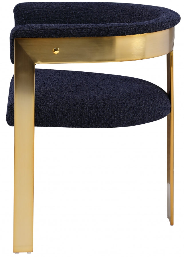 Romeo Boucle Fabric Upholstered Dining Chair in Blue, Set of 2 - 832Navy-C