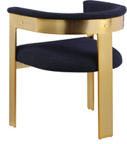 Romeo Boucle Fabric Upholstered Dining Chair in Blue, Set of 2 - 832Navy-C