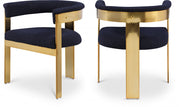 Romeo Boucle Fabric Upholstered Dining Chair in Blue, Set of 2 - 832Navy-C