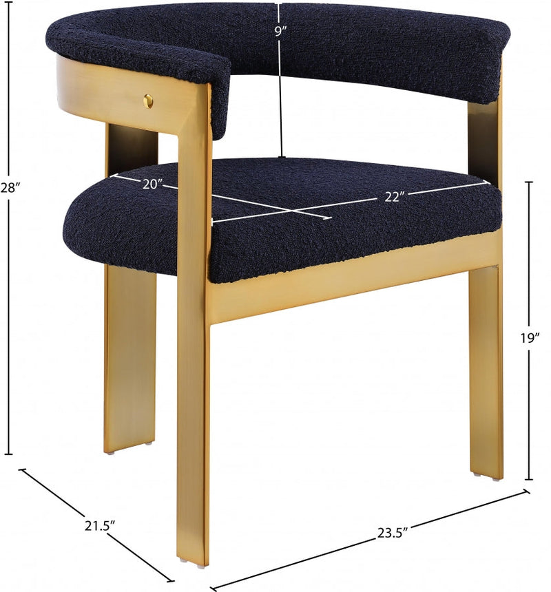 Romeo Boucle Fabric Upholstered Dining Chair in Blue, Set of 2 - 832Navy-C