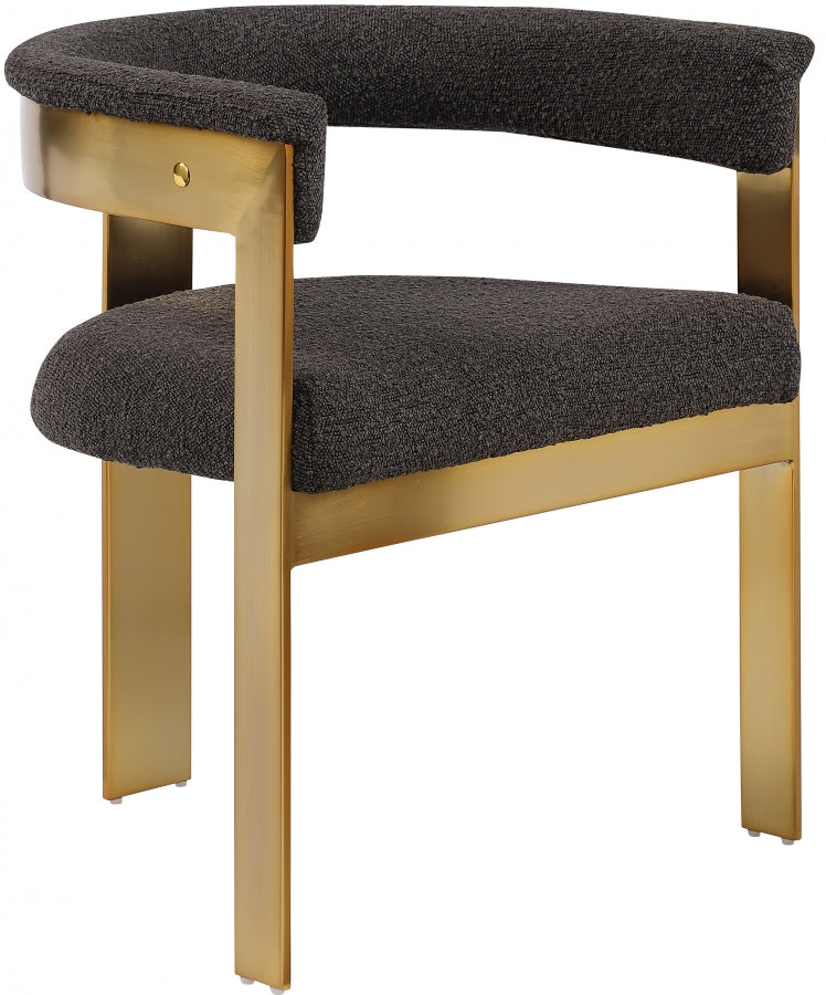 Romeo Boucle Fabric Upholstered Dining Chair in Brown, Set of 2 - 832Brown-C