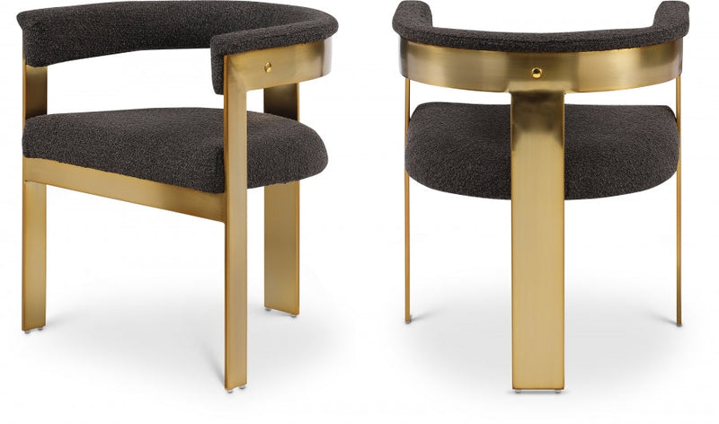 Romeo Boucle Fabric Upholstered Dining Chair in Brown, Set of 2 - 832Brown-C