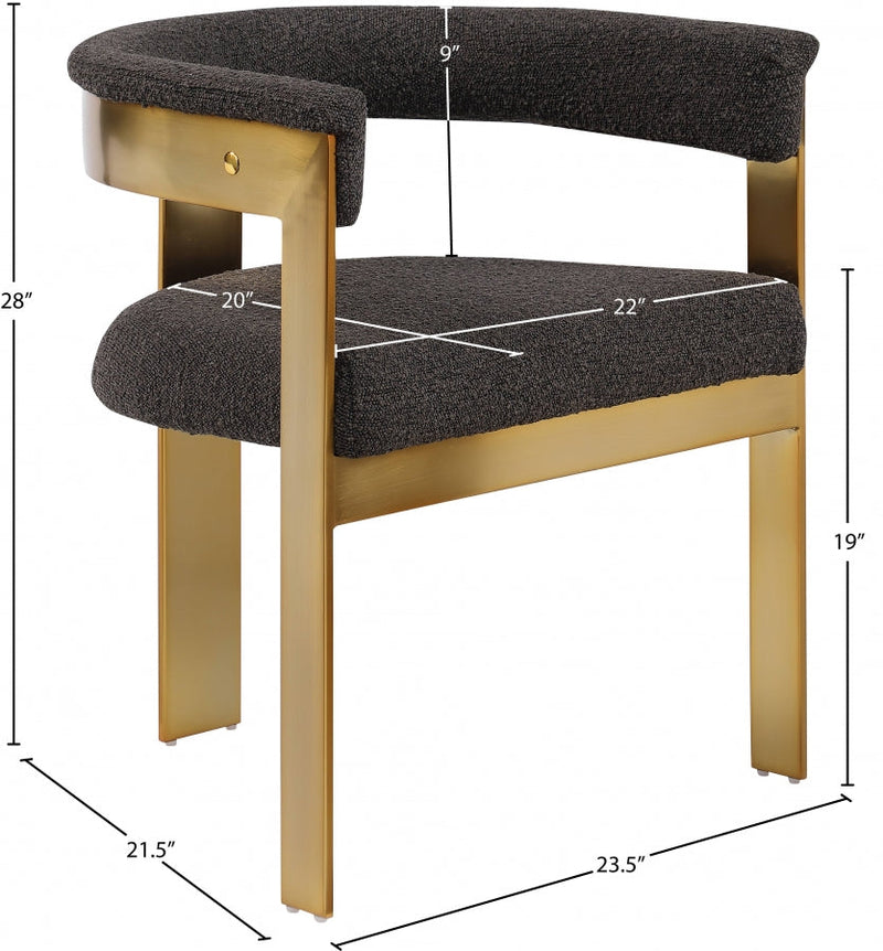 Romeo Boucle Fabric Upholstered Dining Chair in Brown, Set of 2 - 832Brown-C