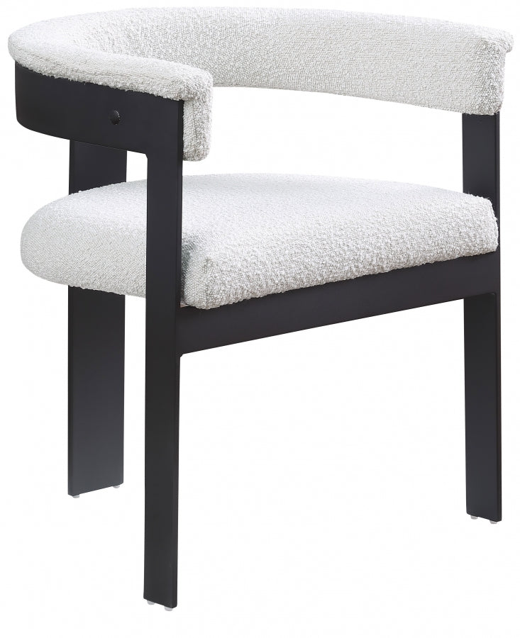Romeo Boucle Fabric Upholstered Dining Chair in Cream, Set of 2 - 471Cream-C