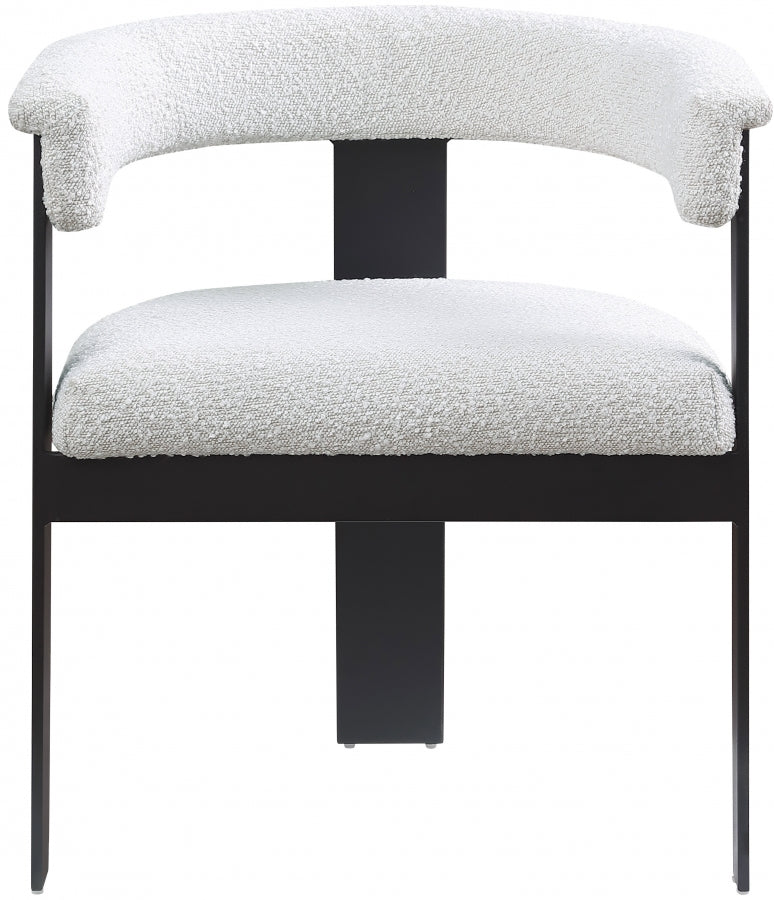 Romeo Boucle Fabric Upholstered Dining Chair in Cream, Set of 2 - 471Cream-C