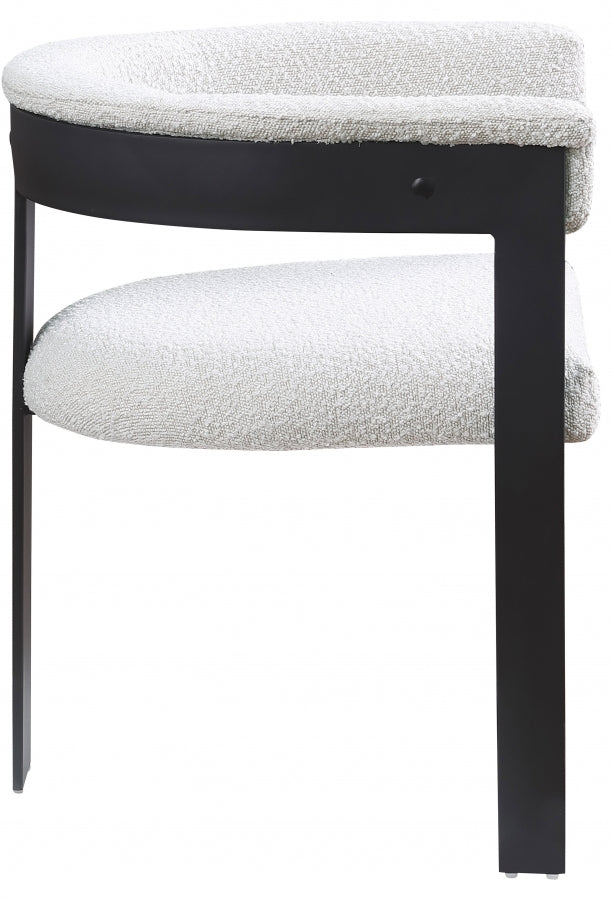 Romeo Boucle Fabric Upholstered Dining Chair in Cream, Set of 2 - 471Cream-C