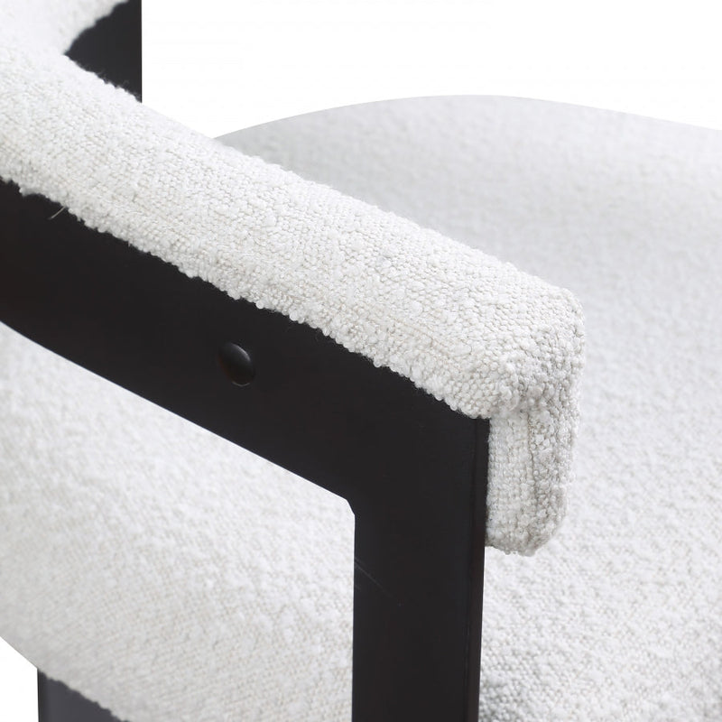 Romeo Boucle Fabric Upholstered Dining Chair in Cream, Set of 2 - 471Cream-C