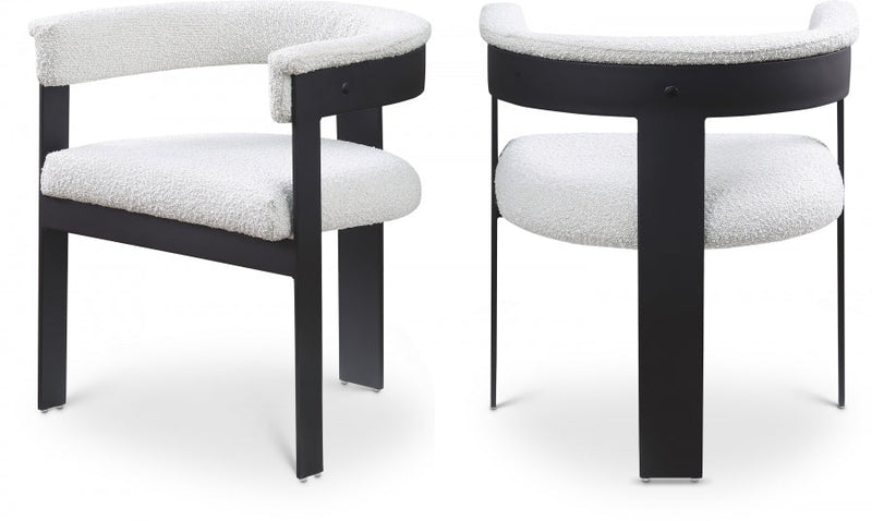 Romeo Boucle Fabric Upholstered Dining Chair in Cream, Set of 2 - 471Cream-C