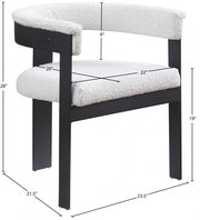 Romeo Boucle Fabric Upholstered Dining Chair in Cream, Set of 2 - 471Cream-C