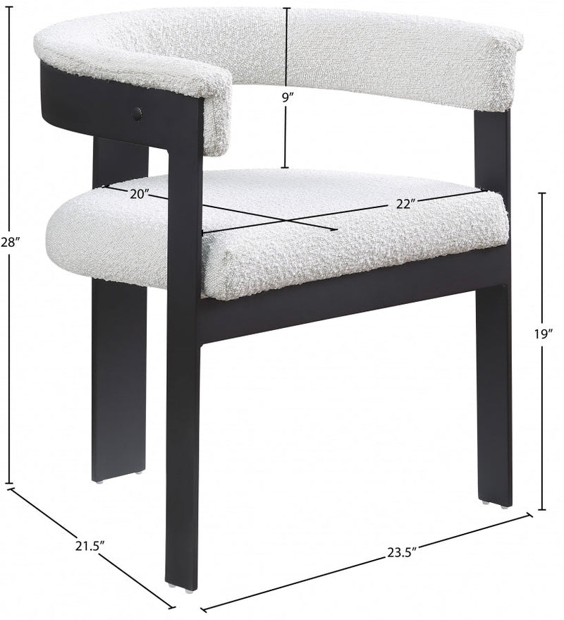 Romeo Boucle Fabric Upholstered Dining Chair in Cream, Set of 2 - 471Cream-C