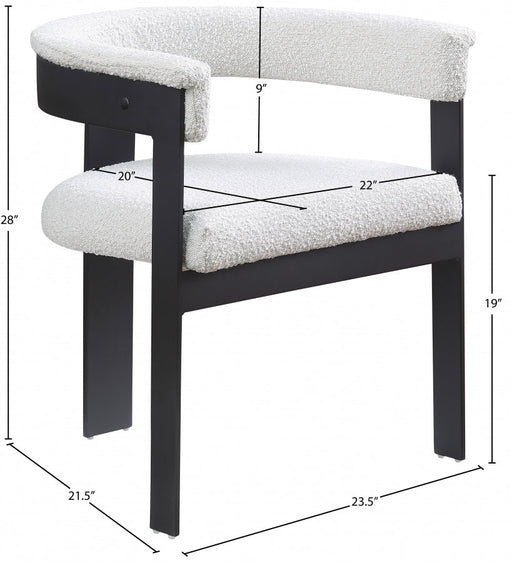 Romeo Boucle Fabric Upholstered Dining Chair in Cream, Set of 2 - 471Cream-C
