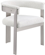 Romeo Boucle Fabric Upholstered Dining Chair in Cream, Set of 2 - 727Cream-C