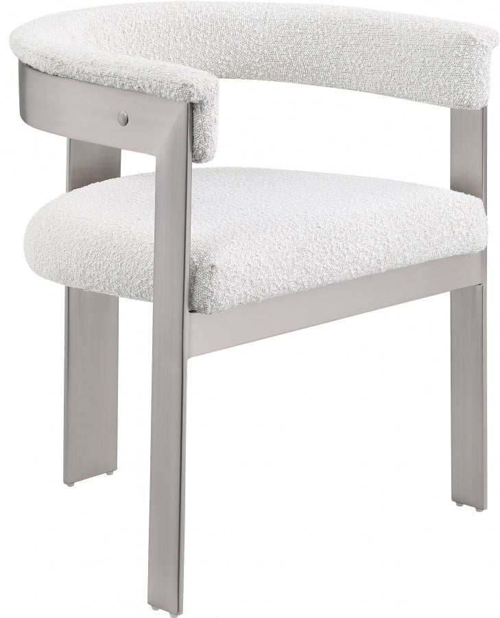 Romeo Boucle Fabric Upholstered Dining Chair in Cream, Set of 2 - 727Cream-C