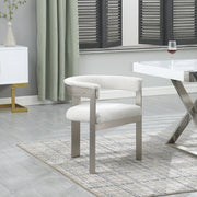 Romeo Boucle Fabric Upholstered Dining Chair in Cream, Set of 2 - 727Cream-C