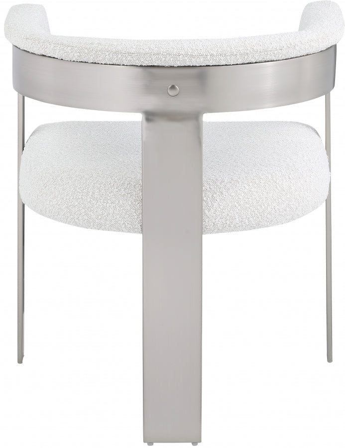 Romeo Boucle Fabric Upholstered Dining Chair in Cream, Set of 2 - 727Cream-C