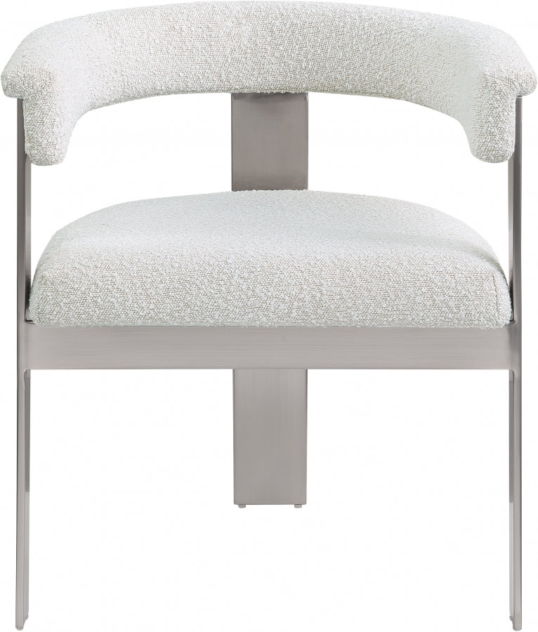 Romeo Boucle Fabric Upholstered Dining Chair in Cream, Set of 2 - 727Cream-C