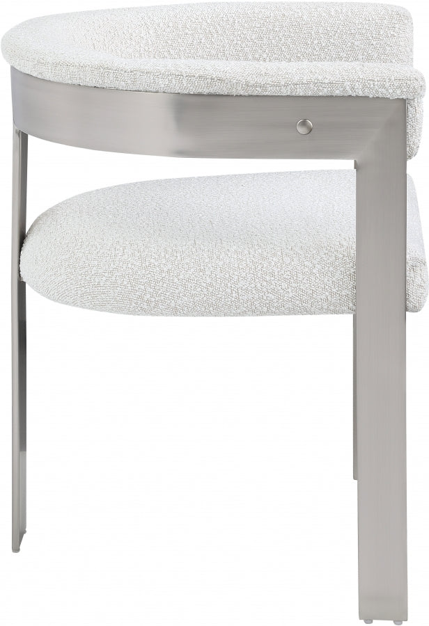 Romeo Boucle Fabric Upholstered Dining Chair in Cream, Set of 2 - 727Cream-C