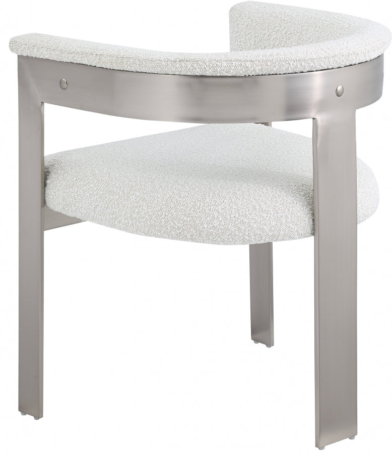Romeo Boucle Fabric Upholstered Dining Chair in Cream, Set of 2 - 727Cream-C