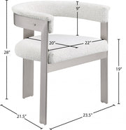 Romeo Boucle Fabric Upholstered Dining Chair in Cream, Set of 2 - 727Cream-C