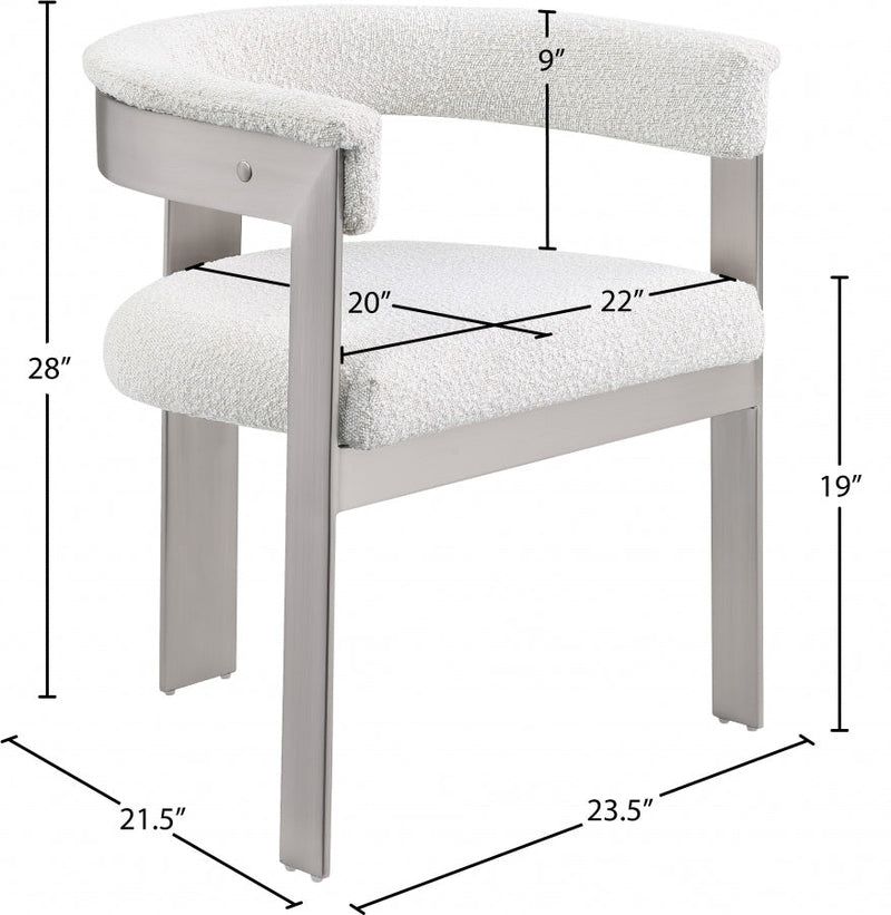 Romeo Boucle Fabric Upholstered Dining Chair in Cream, Set of 2 - 727Cream-C