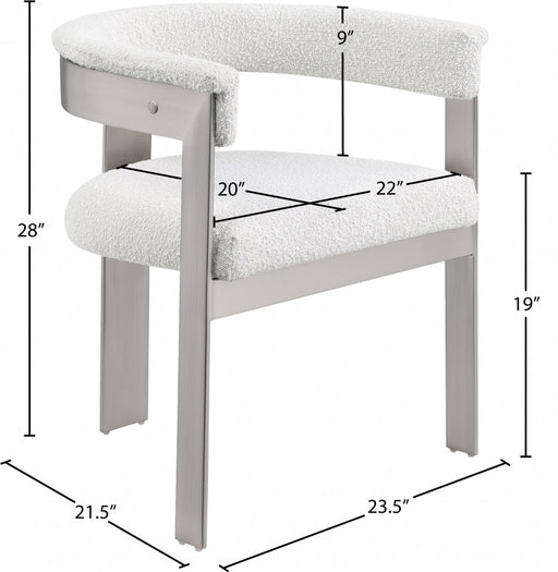 Romeo Boucle Fabric Upholstered Dining Chair in Cream, Set of 2 - 727Cream-C