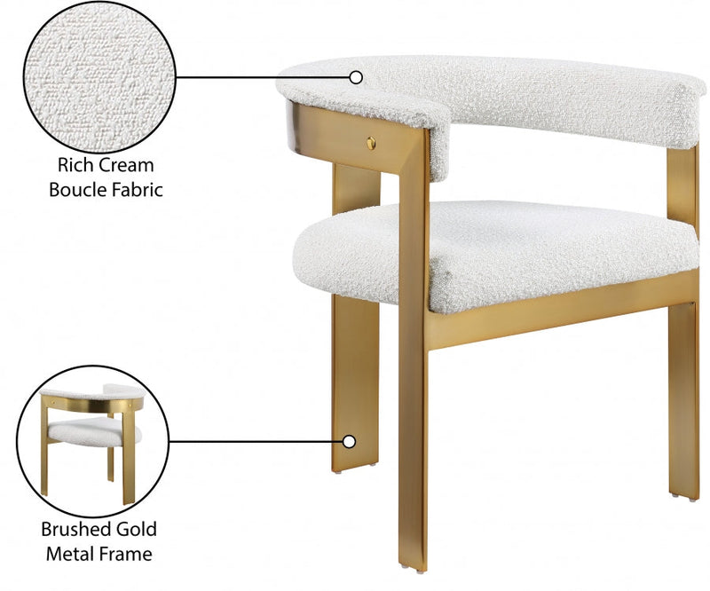 Romeo Boucle Fabric Upholstered Dining Chair in Cream, Set of 2 - 832Cream-C