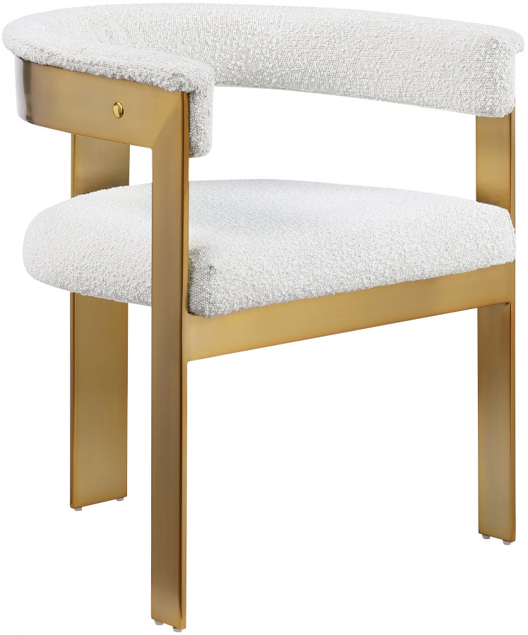 Romeo Boucle Fabric Upholstered Dining Chair in Cream, Set of 2 - 832Cream-C