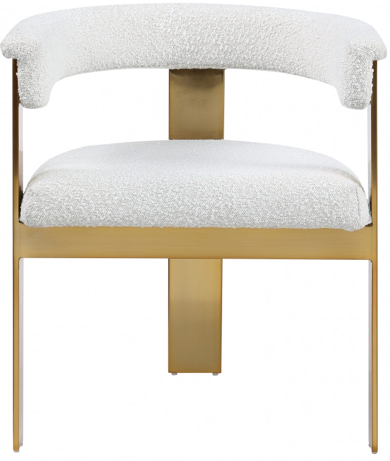 Romeo Boucle Fabric Upholstered Dining Chair in Cream, Set of 2 - 832Cream-C