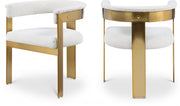 Romeo Boucle Fabric Upholstered Dining Chair in Cream, Set of 2 - 832Cream-C