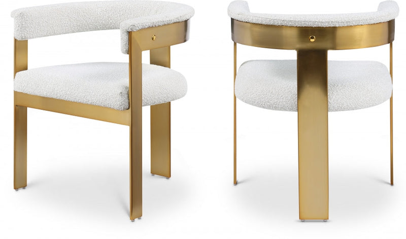 Romeo Boucle Fabric Upholstered Dining Chair in Cream, Set of 2 - 832Cream-C
